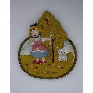 Little Bo Peep Wall Hanging Plaque Plaster Chalk Brown Yellow Vintage